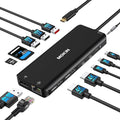 USB C Laptop Docking Station Dual Monitor Dual HDMI 4K DP Triple Display Hub, 13 in 1 MOKiN USB C Hub with 3 Monitors, DisplayPort, USB 3.1, RJ45, 100W PD, Card Reader, Audio/Mic, for Dell HP, Black