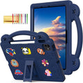Dteck iPad Air 13"/Pro 13" 2024 M4/Pro 12.9 6th/5th/4th/3rd Gen Case - Cartoon Panda Shockproof Rugged Lightweight Convertible Stand With Handles, Kids Friendly, Navy Blue