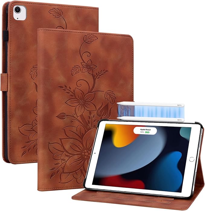 Case for iPad 9th Generation (2021) / 8th Generation (2020) / 7th Gen (2019) 10.2 Inch, Auto Wake/Sleep Supports Pencil Holder Magnetic Clasp Stand Cover, Brown