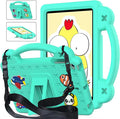 AKABEILA Compatible with Apple iPad Mini 1/2/3/4/5 Tablet Case, Kids Friendly Universal Lightweight Shockproof Protective Case with Shoulder Strap & Stand Handle Mint Green