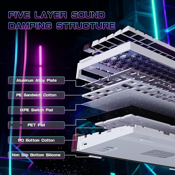 ATTACK SHARK R85 HE Wired 75% Rapid Trigger Mechanical Gaming Keyboard with Custom Lightbox, 8KHz Polling Rate,0.005mm RT Accuracy,0.08MS Latency,Hall Effect,Magnetic Switch,Driver for PC-Star White