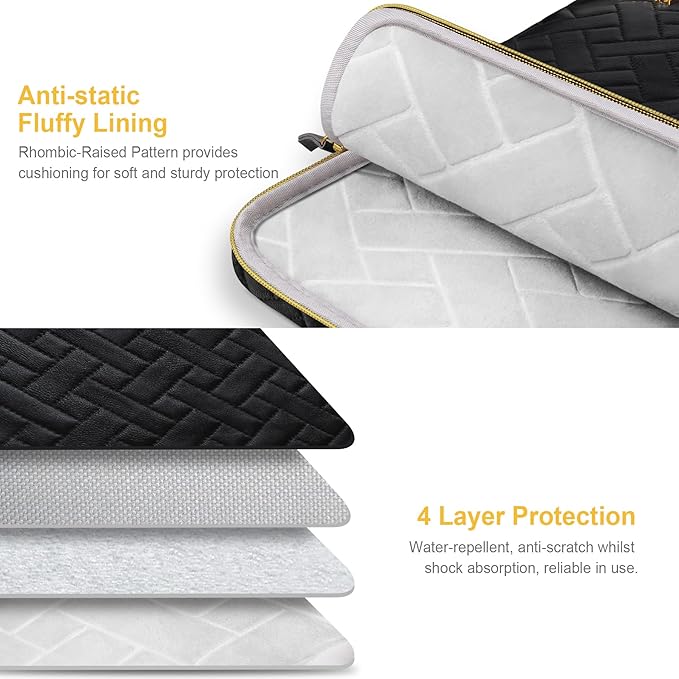 Lacdo Laptop Sleeve Case for 16 inch New MacBook Pro M5 Pro/Max A3428 A3429 (2026), M4/M3/M2/M1 A3403 A3186 A2991 A2780 A2485 2024-2019 | 15 inch Surface Laptop 7 6 5 4 Computer Bag, Elegant Black