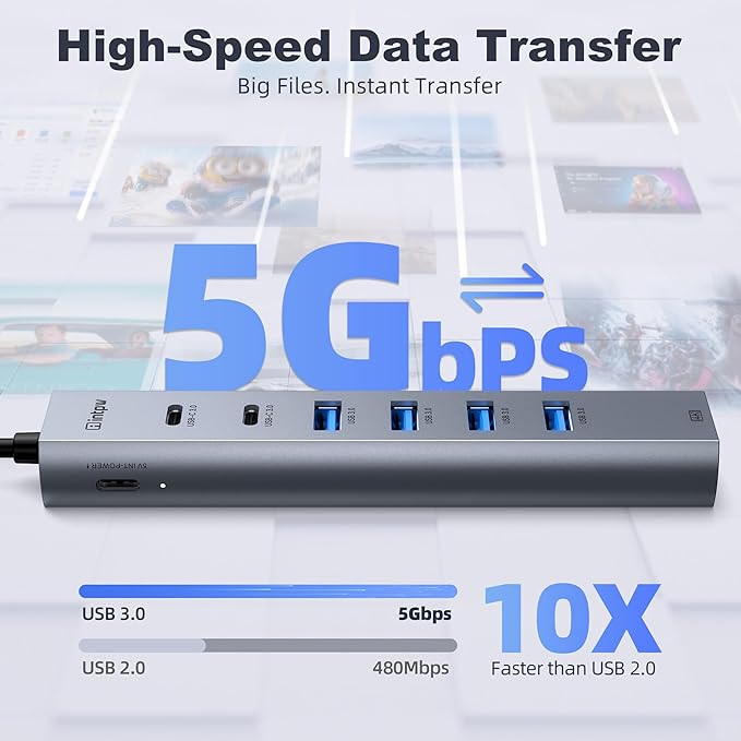 USB C Hub HDMI Multiport Adapter USB C to HDMI USBC Hub with HDMI 4K60Hz 8 Ports Aluminum Thunderbolt to USB Hub 3.0 5Gbps Type C Hub Extender for Laptop Mac iPad PC Surface(8 Ports)