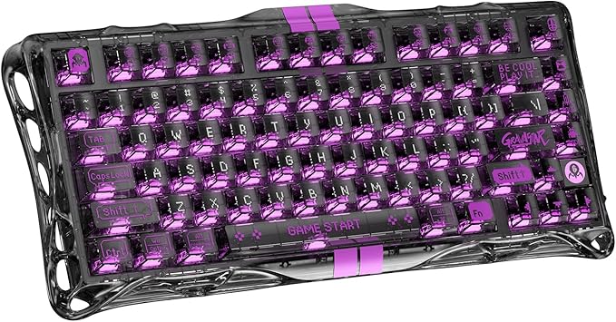 GravaStar Mercury V75 Gaming Keyboard – Hall‑Effect Magnetic‑Switch Keyboard, 8000 Hz Polling, 0.005RT, Wired USB-C, Adjustable Actuation, Semi‑Aluminum Chassis (Transparent Black, V75 lite)
