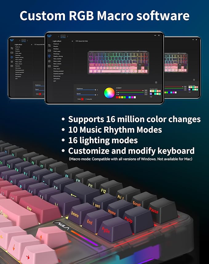 AULA F87 Pro Wireless Mechanical Keyboard, 87-Key TKL 8000mAh Battery, Tri-Mode (BT5.0/2.4G/USB-C), Hot Swappable Gasket Mount Keyboard, RGB Backlit PBT Keycaps Custom Gaming Keyboard for PC Mac Phone