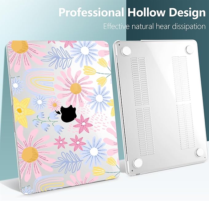 DONGKE Compatible with M5 MacBook Air 15 inch Case 2026 2025-2023 A3448 A3241 A3114 A2941 M4 M3 M2 Liquid Retina Display Touch ID, Protective Hard Shell Cover & Keyboard Skin - Colorful Florals