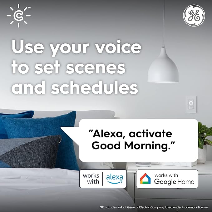 GE CYNC A19 Smart LED Light Bulbs, Soft White, Bluetooth and WiFi Light Bulbs, 60W Equivalent, Work with Amazon Alexa and Google Home (4 Pack)