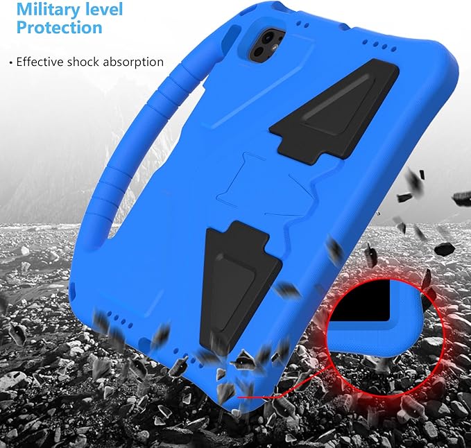 Kids Case for iPad Air 11 inch M4/M3/M2 (2026/2025/2024) & iPad Pro 11 inch M5/M4 (2025/2024) with Pencil Holder/Handle Kickstand/Lightweight Soft EVA Shockproof Boy Girl Stand Cover, Blue