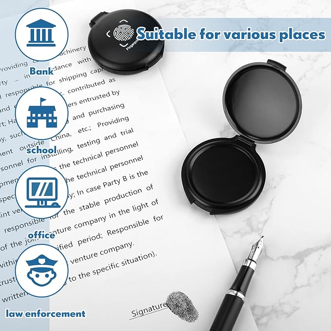 Jexine 30 Pcs Mini Fingerprint Thumbprint Ink Pad Black Stamp Ink Pads for Identification Security ID Notary Supplies Law Enforcement Fingerprint Cards Fingerprint Kit Office Home Use 2 x 2.3 Inch