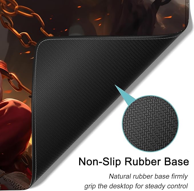 Large Mouse Pad, 31.5 x 11.8in Extended Gaming Mouse Pad with Stitched Edges, XXL Mousepad Protector Non Slip Rubber Base for Office and Home Writing Mat, Anime Cool Warriors Pattern Black Desk Mat