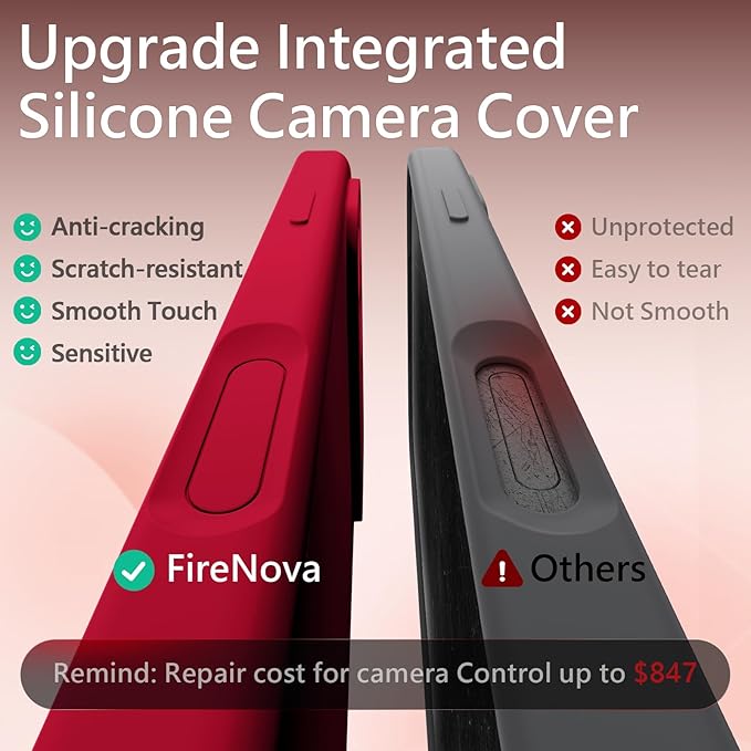 FireNova Magnetic for iPhone 17 Pro Max Case, Compatible with MagSafe, [Integrated Silicone Camera Control Button] [Camera Protection] Anti-Scratch Microfiber Lining Phone Case, 6.9", Deep Red
