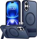 SPIDERCASE Magnetic for iPhone 16 Case,with [3 Stand Ways] [Military Grade Drop Protection] with Invisible Stand Shockproof Slim Phone Case for iPhone 16 6.1'',Blue