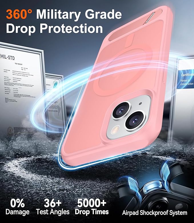 Magnetic Compatible with iPhone 15 Case, [Built-in Invisible Kickstand][Compatible with MagSafe] [Military Grade Shockproof] Slim Translucent Matte Phone Case for iPhone 15 6.1"