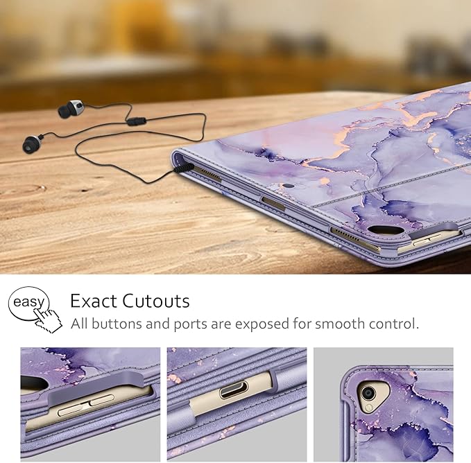 Fintie Multi-Angle Case, 2017/2015 iPad Pro 12.9 inch (Old Model) 1st & 2nd Gen Case - [Corner Protection] Folio Stand Cover with Pencil Holder & Pocket, Auto Wake/Sleep, Lilac Marble