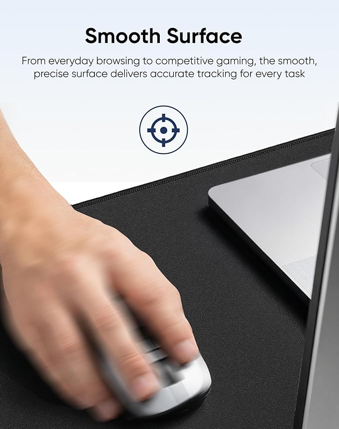 Reniteco Large Gaming Mouse Pad with Durable Stitched Edges, Non-Slip Rubber Base, Big Computer Keyboard Mouse Mat Desk Pad for Home Office Gaming Work, 27.6''x11.8''x0.12'', Black