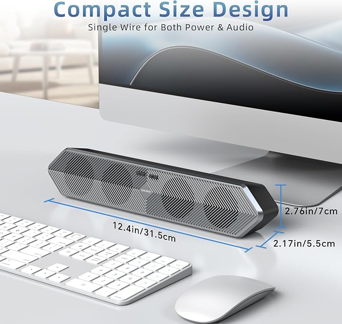 Computer Speakers for Desktop Pc, Wired USB Powered Bluetooth PC Speakers with Stereo Clear Sound, Gaming Speakers Sound Bar for Computer Desktop PC Laptop Monitor, Bluetooth & USB Input Black