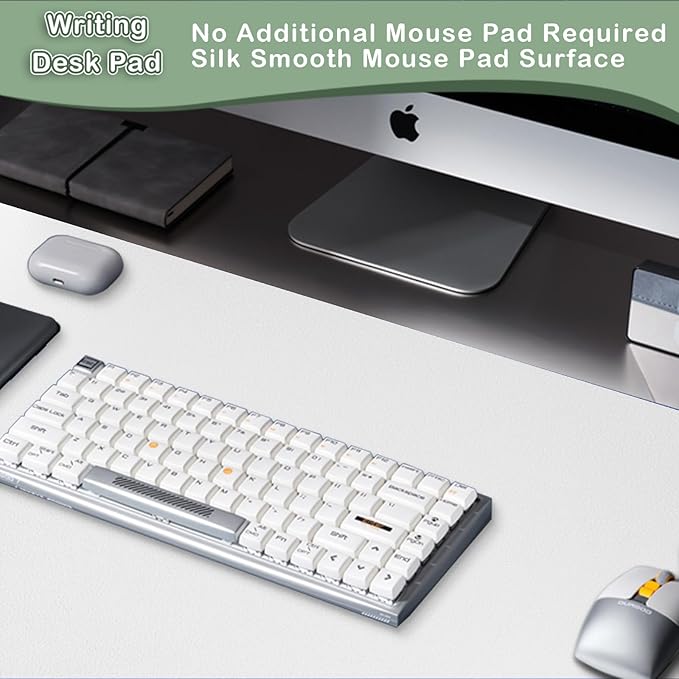 Boutilon Leather Desk Pad Protector,Non-Slip Mouse Pad,Laptop Desk Pad,Office Mouse Mat,Waterproof Leather Desk Blotter,Desk Writing Pad for Office and Home (XXXL-White,47"x 24")
