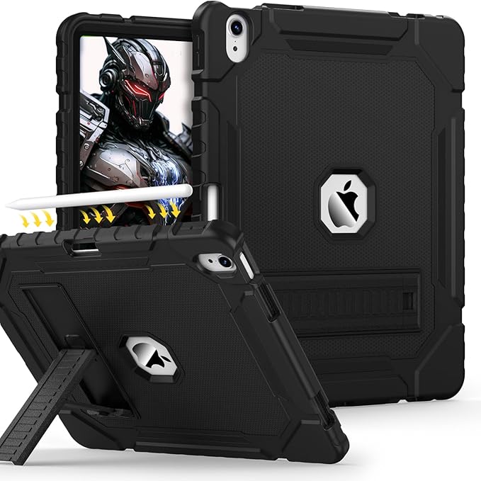 Grifobes Case for iPad Air 13-inch (M4/M3/M2) 2026/2025/2024, Heavy Duty Shockproof Rugged Protective Cover with Pencil Holder/Built-in Stand for i Pad Air 13" (Black)
