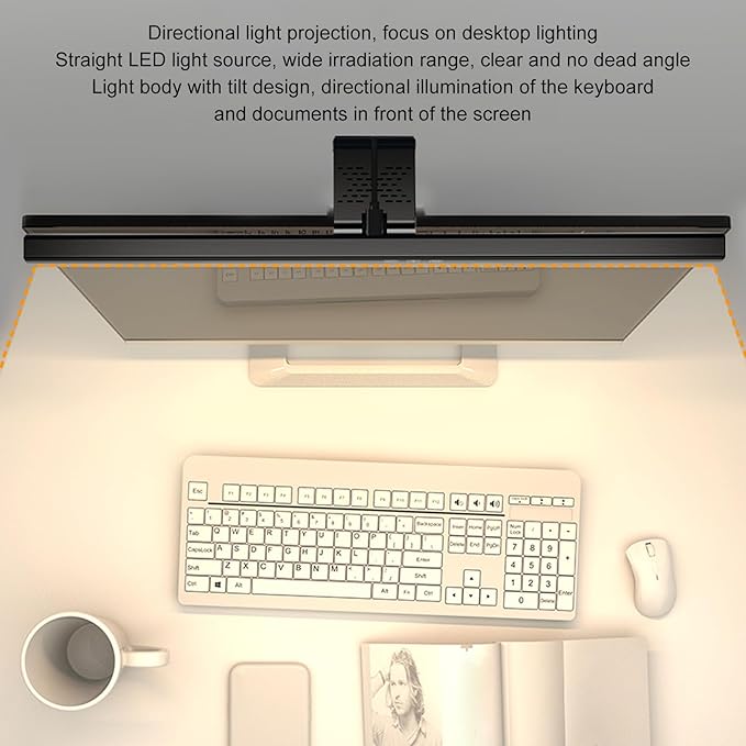 Monitor Light Bar, Touch Control with 3 Color Temperatures & Infinite Dimming, Eye-Caring Screen Light for Computer Laptop Desktop, White