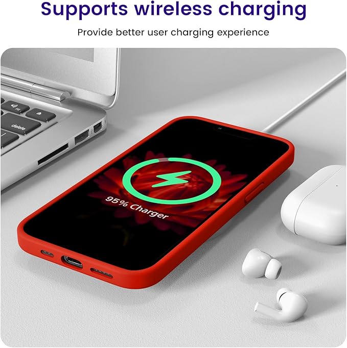 OTOFLY Designed for iPhone 13 Case, Silicone Shockproof Slim Thin Phone Case for iPhone 13 6.1 inch Red