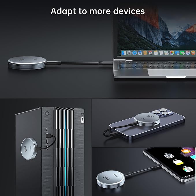 Magnetic M.2 2230 NVME SSD Enclosure - External Storage for All Series of iPhone 15/16/17, USB C 3.2 Gen2 10Gbps to NVMe Adapter, 100W PD Charging, Aluminum External SSD Case for Android/iPad/MacBook