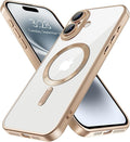 Hython Magnetic Clear for iPhone 16 Case with Camera Lens Protector [Compatible with MagSafe] Luxury Plating Edge Slim Soft TPU Cover Protective Phone Case for iPhone 16 6.1", Matte Desert Brown