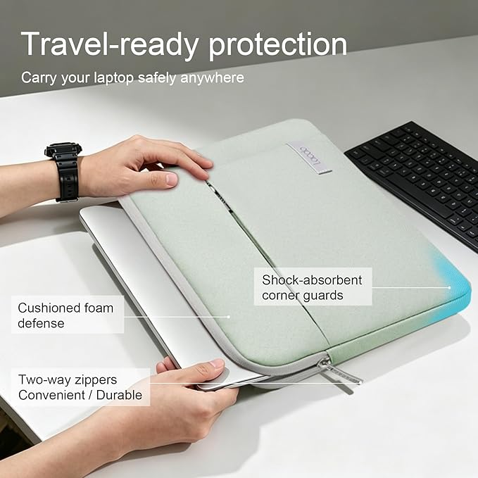 Lacdo Laptop Sleeve Case for 14 inch MacBook Pro M5 Pro/Max A3426 A3427 (2026), M5/M4/M3/M2/M1 A3434 A3112 A3401 A3185 A2918 A2992 2025-2021, 13.8 inch Microsoft Surface Laptop 7th Computer Bag, Green