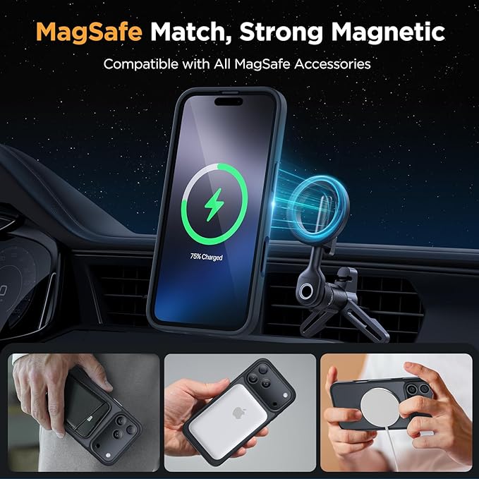 Miracase Magnetic for iPhone 17 Pro Max Case with Screen Protector [Compatible with MagSafe] Slim Thin Phone Case Military-Grade Protected for 17 ProMax Cover Bumper 6.9", Black