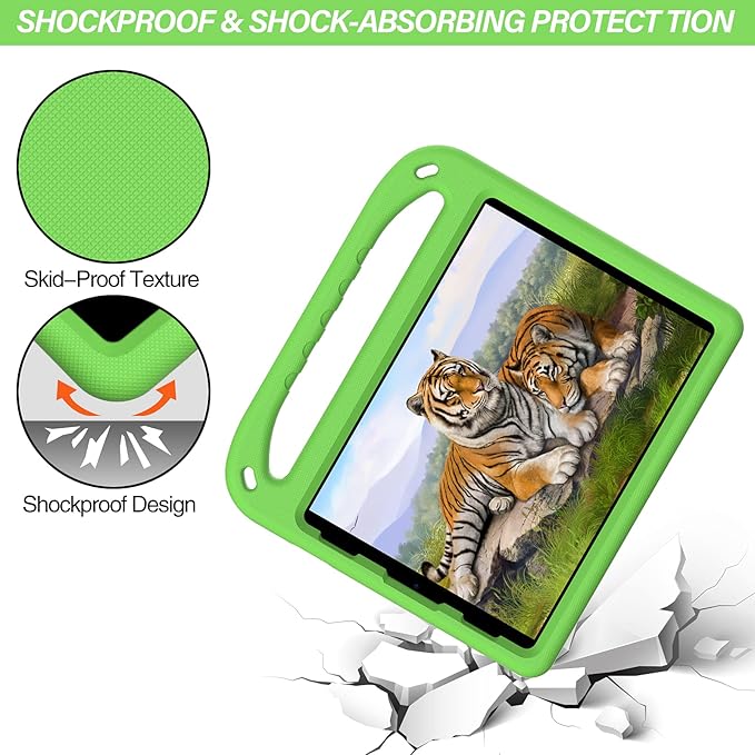 Dteck Shockproof Protective Handle Stand Pencil Holder Kids Case for iPad Air 5/4 10.9" & iPad Pro 11", Green