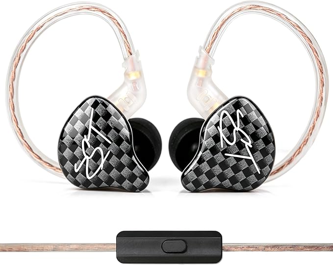 YINYOO KZ-ZST Hybrid Banlance Armature with Dynamic in-Ear Earphone 1BA+1DD HiFi Headset Wired Earbuds IEM Headphones Gaming Earbuds (Black-zst with Microphone)