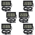 6-Pack Mini Digital Thermometer Hygrometer with Probe Indoor Temperature Humidity Meter Gauge LCD Fahrenheit Display Hygrometer Thermometer Gauge, Black