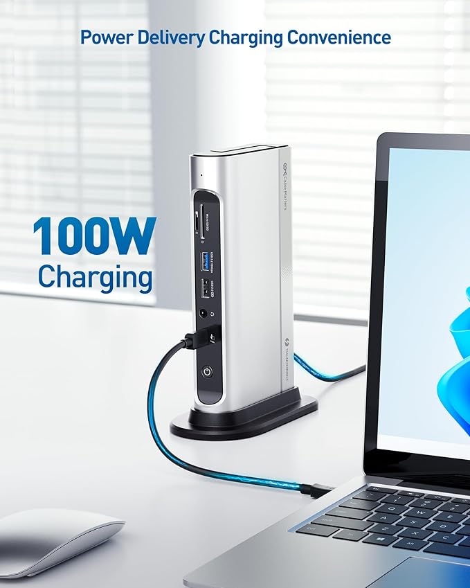[Intel Certified] Cable Matters 16-in-1 40Gbps Thunderbolt 4 Dock with Thunderbolt Share - Quad 4K Video(2X DP, 2X HDMI) for Windows, Dual 4K (DP or HDMI) for MacBook Pro M1/M2/M3/M4 Pro/Max, 100W PD