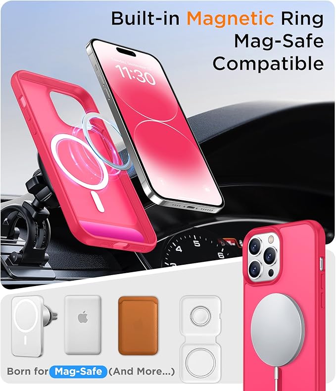 Magnetic Compatible with iPhone 14 Pro Max Case, [Built-in Invisible Kickstand][Compatible with MagSafe] [Military Grade Shockproof] Slim Translucent Matte Phone Case for iPhone 14 Pro Max 6.7"