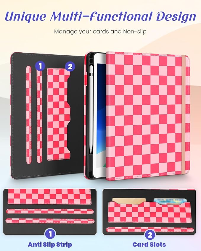 Kidcube for iPad Air 3rd Generation Case/Pro 10.5 Inch Case - Women Girls Cute Rotating Stand Folio Cover with Pencil Holder & Card Slot Girly Pretty Unique Design Cover for iPad Pro 10.5''/Air 3rd