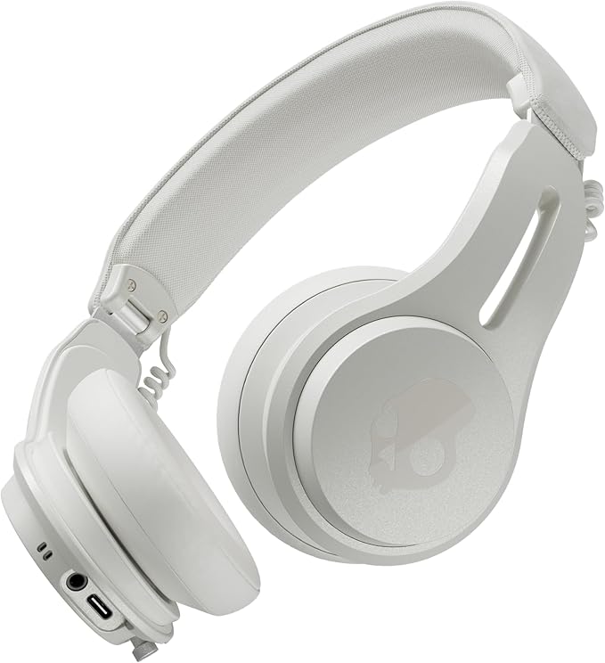 Skullcandy Icon ANC Wireless On-Ear Bluetooth Headphones, Active Noise Cancelling, 60 Hours Battery, Sweat Water Resistant, Foldable Durable Travel Ready, Microphone for iPhone Android - Bone