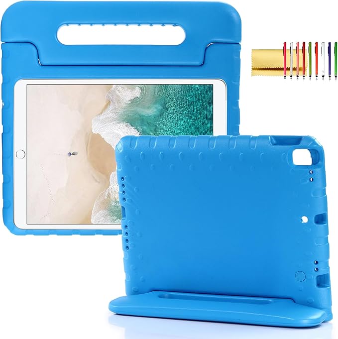 Kids Case for iPad 9th/8th/7th Generation (2021/2020/2019), iPad 10.2" Shockproof Case, Techcircle Handle Stand Lightweight EVA Foam Bumper Protective Rugged Drop Protection Child Proof Cover, Blue