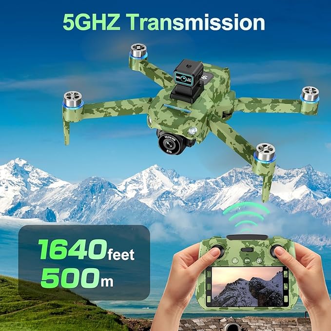 4K GPS Drone with Camera for Adults - 5G Remote Controller with 5.9 Inch Screen,Under 249g，Obstacle Avoidance, 60 Min Flight, Foldable Drone for Adults Beginners.（camouflage）