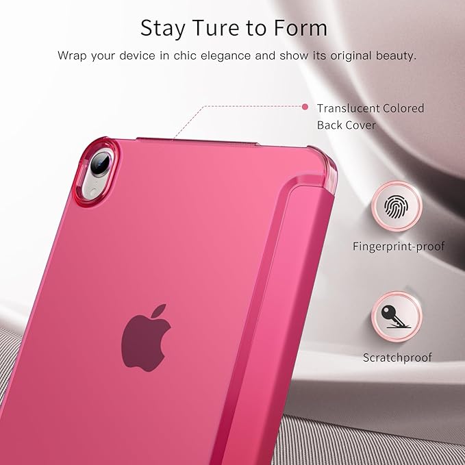 MoKo for iPad mini 7 (A17 Pro) Generation Case 2024, iPad mini 6 Case 2021, 8.3-inch Slim Lightweight Protective Hard Back PC Shell Stand Cover Support Touch ID, Auto Wake/Sleep, Persian Pink