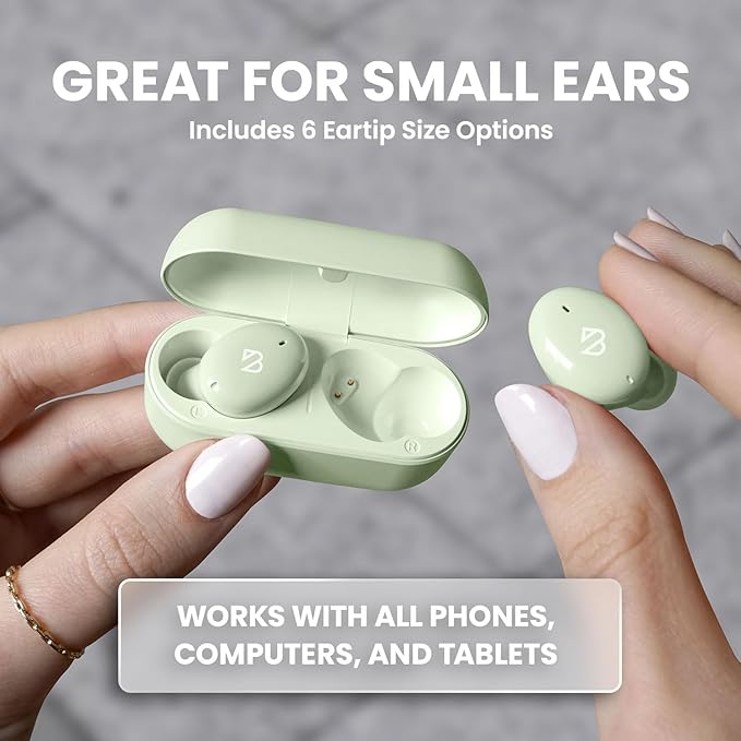 Back Bay Audio Tempo 30 Wireless Earbuds for Small Ears - Award-Winning Sound, Sweatproof Bluetooth Earbuds, Tech Fitness Gifts for Men, Comfortable Bluetooth Ear Buds for Women - Mint Green