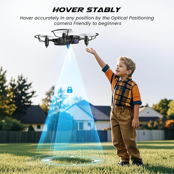 SIMREX Mini Drone with 720P Camera for Kids & Beginners - Foldable RC Quadcopter, Optical Flow Positioning, Altitude Hold, 3D Flip, 2 Batteries 20Min Flight, Safe & Easy Indoor Outdoor Flying Toy Gift (New White)