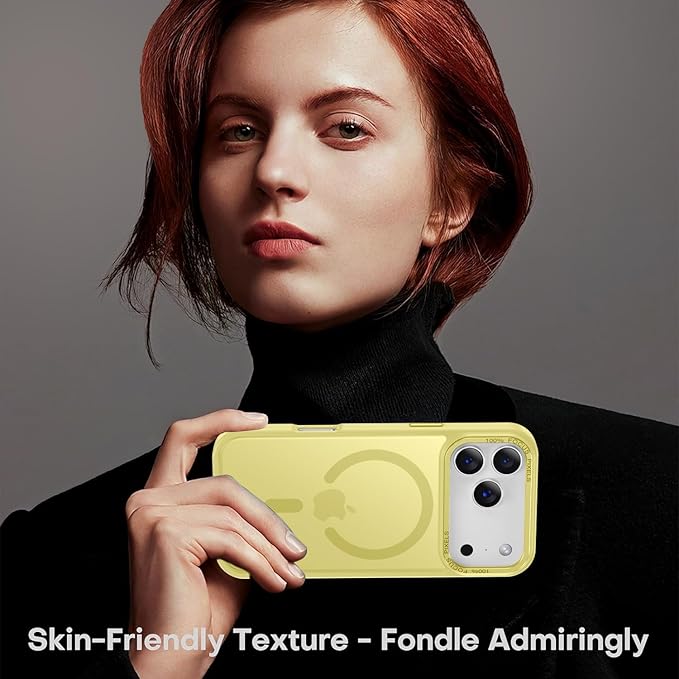Newfuture Magnetic for iPhone 17 Pro Max Case [Compatible with Magsafe] [Military Grade Drop Protection] Translucent Matte Anti-Scratch Shockproof Protective Phone Cover 6.9 Inch, Yellow