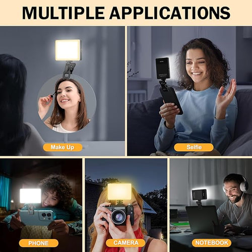 120 LED Selfie Light for iPhone, Portable Phone Light with Clip & Camera Tripod Adapter - 5000mAh Rechargeable, 3 Lighting Modes, CRI 97+ for Video Recording, TikTok, Tripod Mount Rings