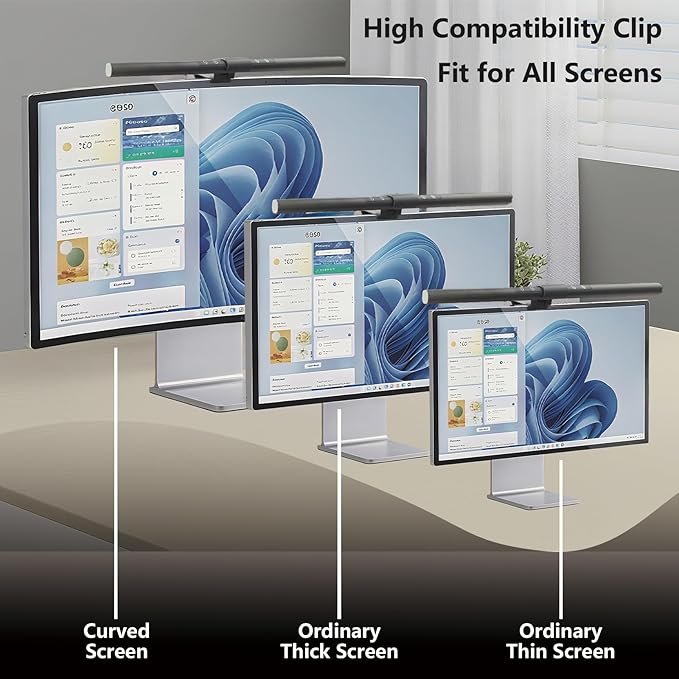 Computer Monitor Light Bar, Monitor Lamp with Auto-Dimming, USB Powered LED Computer Lamp for Eye Care, Dimmable Light Bar, Touch & Remote Control, No Glare Desk Lamp for Work/Game/Reading