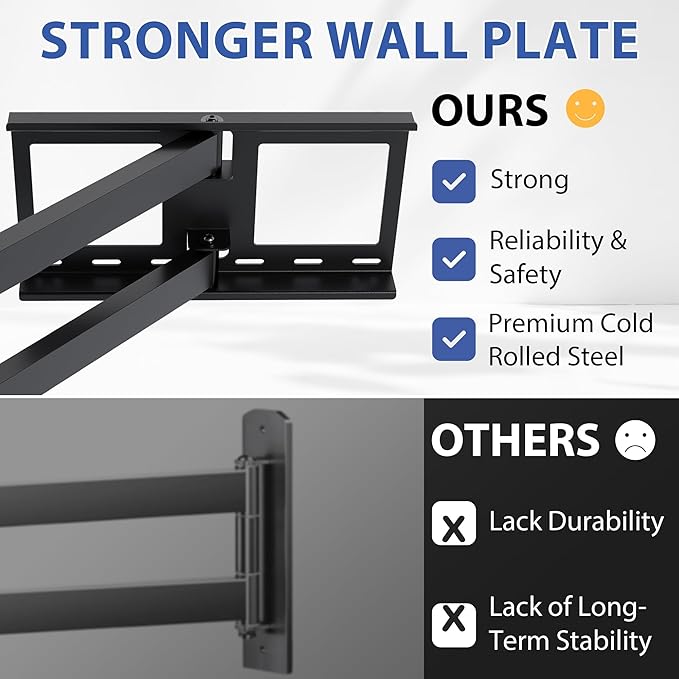 BONTEC Corner TV Wall Mount with Extra Long 40.9” Extension Arm for 32–75 Inch TVs, Holds Up to 132 lbs, Full Motion Dual Arm TV Bracket with Tilt, Swivel, Level Adjustment, Max VESA 600×400mm