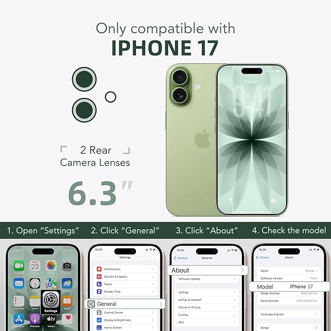 BERFY for iPhone 17 Case, Compatible with MagSafe, Built-in Privacy Screen Protector, Camera Protection, Shockproof Full Body Phone Case 6.3", Clear Green