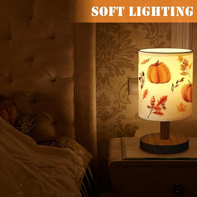 VIHOSE Fall Autumn Bedside Lamp Thanksgiving Pumpkin Table Harvest Lamp Vintage Decorations Lampshade for Table Living Room Dorm Home Office