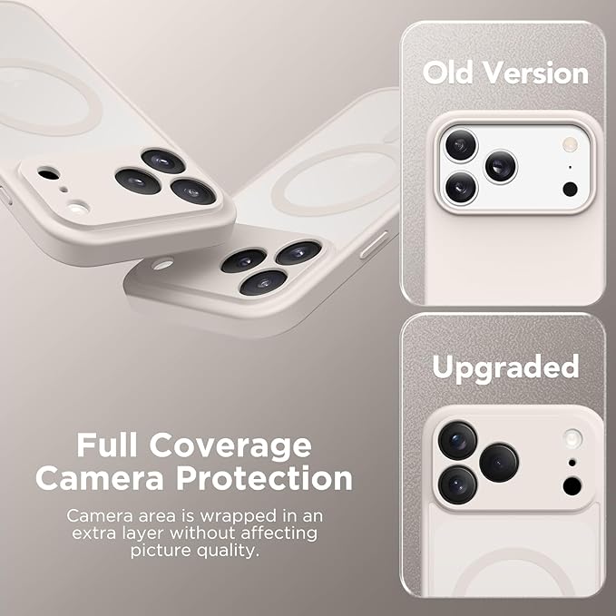 CAPRARO Magnetic for iPhone 17 Pro Case, Upgraded [Full Camera Protection] [Compatible with MagSafe] Protective Translucent Matte Women Girl Phone Case Cover, Stone