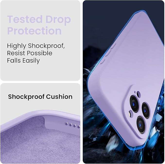 FireNova Designed for iPhone 15 Pro Case, Silicone Upgraded [Camera Protection] Phone Case, Soft Anti-Scratch Microfiber Lining Inside, 6.1 inch, Clove Purple