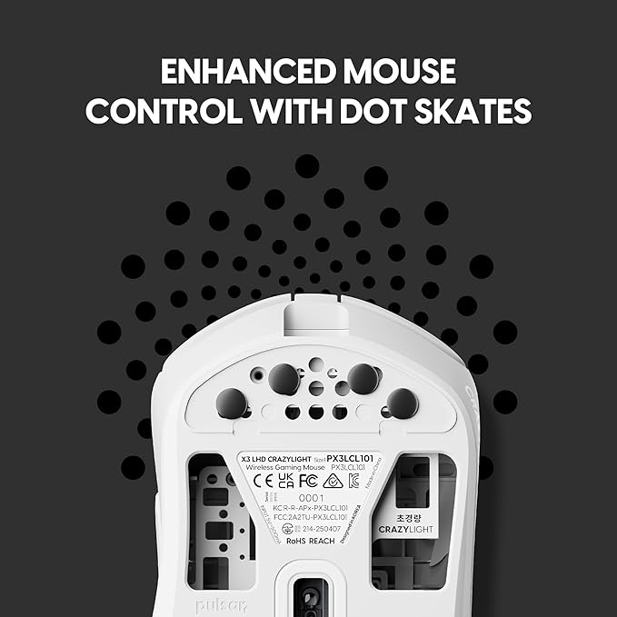 Pulsar Gaming Gears X3 LHD Crazylight Wireless Gaming Mouse, Ultra Lightweight 1.51 oz (43g), Hybrid Ergonomic, Optical Switch, 32000 DPI, 750 IPS, XS-1 Sensor, 8k Compatible (Left-Handed, Jet Black)