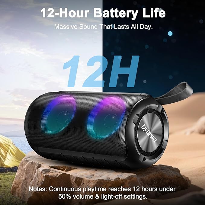 Bluetooth Speaker, 2026 NEW Speakers Bluetooth Wireless, 24W Super Loud,TWS Pairing, 360°HD Colorful RGB Lights, IPX7 Waterproof, Portable Speaker, 12H Playtime, HD Call for Outdoor/Home/Party/Beach
